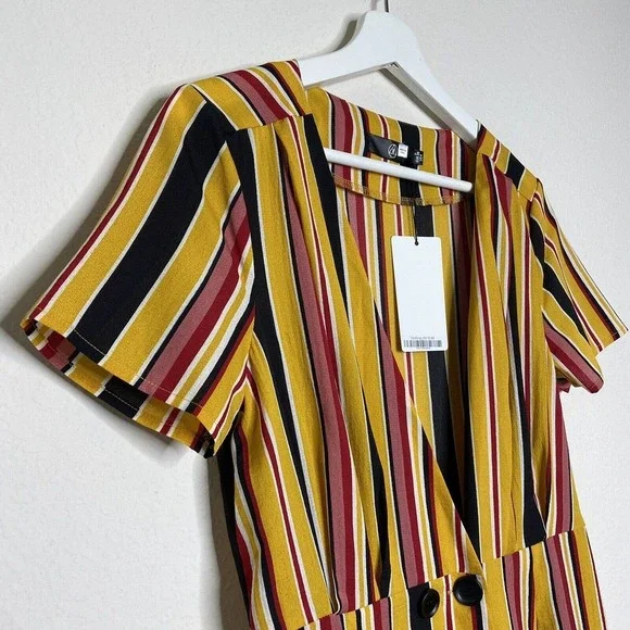 Missguided Striped Button Detail Dress NWT - Picture 3 of 9
